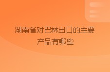 湖南省对巴林出口的主要产品有哪些