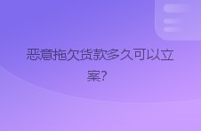 恶意拖欠货款多久可以立案？