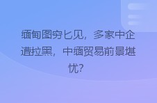 缅甸图穷匕见，多家中企遭拉黑，中缅贸易前景堪忧？