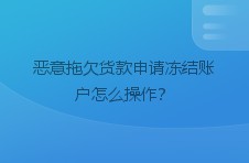 恶意拖欠货款申请冻结账户怎么操作？